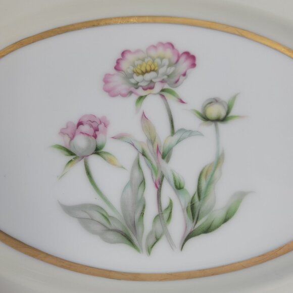 Mikado Harmony Oval Serving Platter Cream Rim Pink Floral Center - Picture 8 of 16
